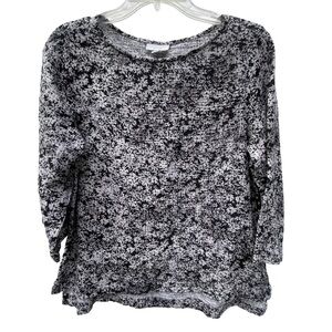 Pure Jill Women's Black and White Top petite Medium 100% Cotton.